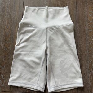 P'tula White Stealth Shorts High-Waisted Jacquard Fabric